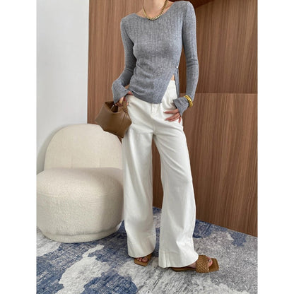 Damen Langarmoberteil Rippstruktur Elegant Norvielle