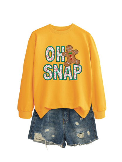 Damen Sweatshirt Lebkuchenmann Motiv Glitzer Schrift