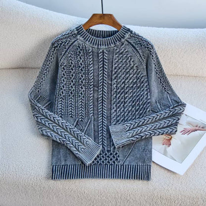 Damen Pullover Strukturiertes Zopf-Design Rundhals Norvielle