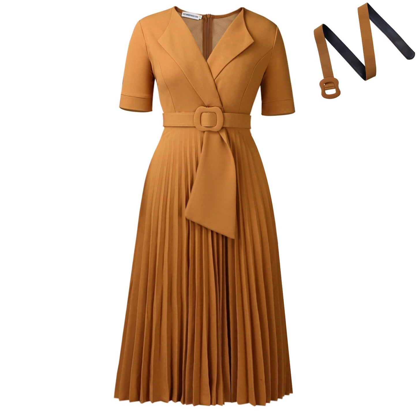 Damen Plissee-Kleid mit Blazer-Oberteil und abnehmbarem Gürtel