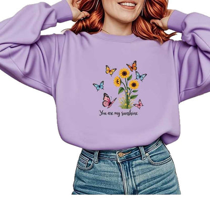 Damen Sweatshirt Florales Design Baumwolle Motivierender Schriftzug
