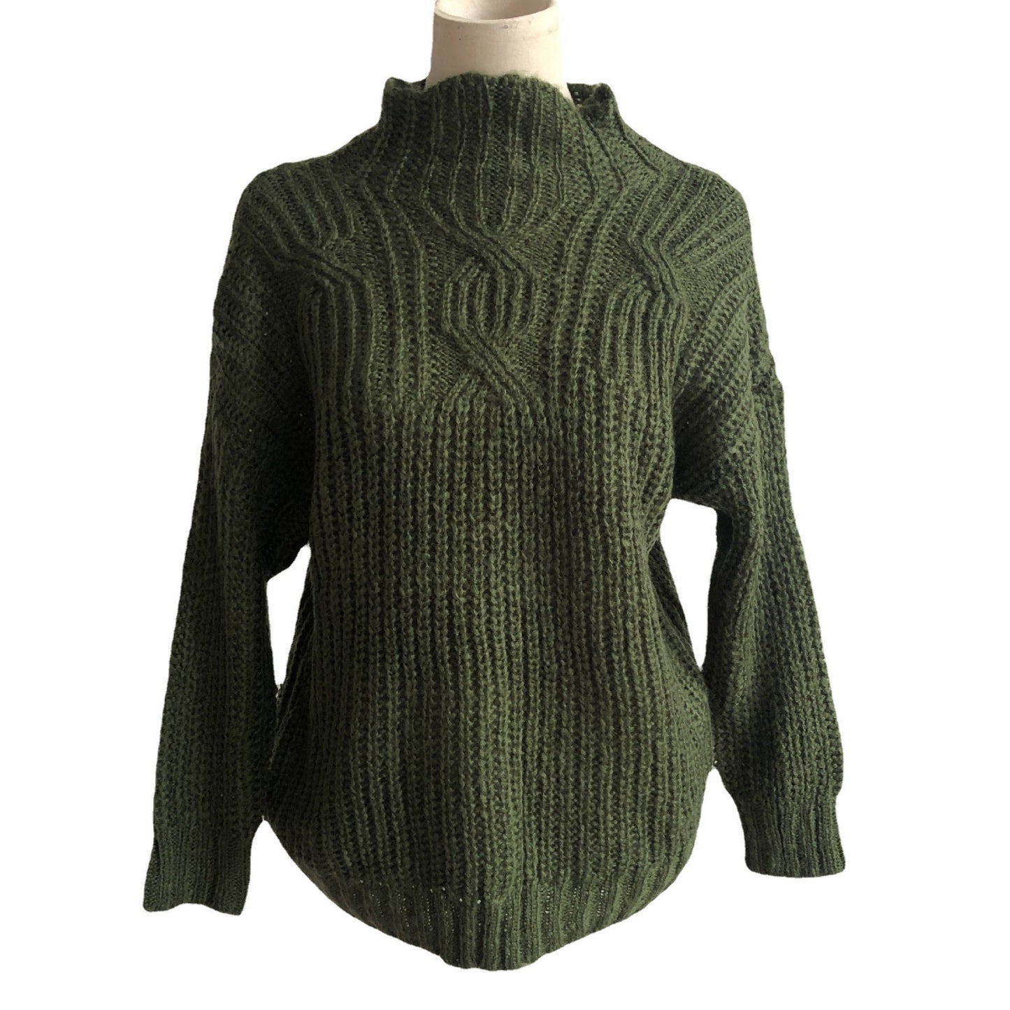Damen Grobstrickpullover Hochkragen Locker Norvielle