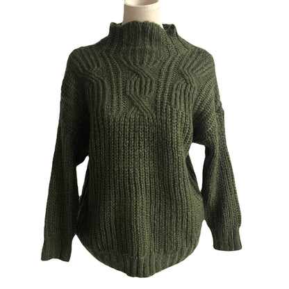 Damen Grobstrickpullover Hochkragen Locker Norvielle