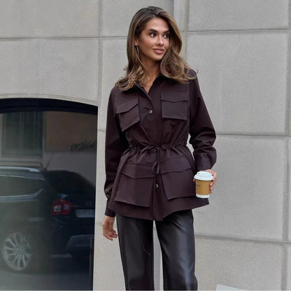 Damen Utility-Weste Lässig Praktische Taschen Verstellbarer Kordelzug - Norvielle