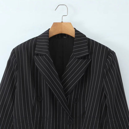 Damen Blazerjacke Streifen Voluminöser Saum Norvielle