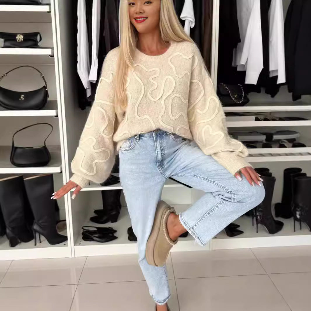 Damen Strickpullover Künstlermuster Norvielle