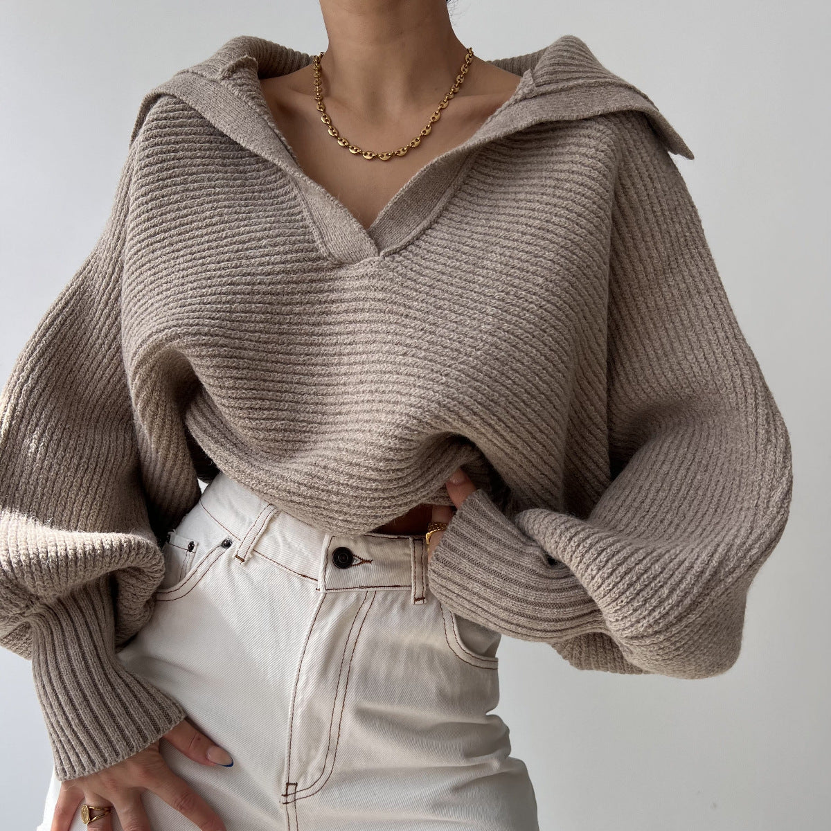 Damen Pullover Lässig Volantärmel Norvielle