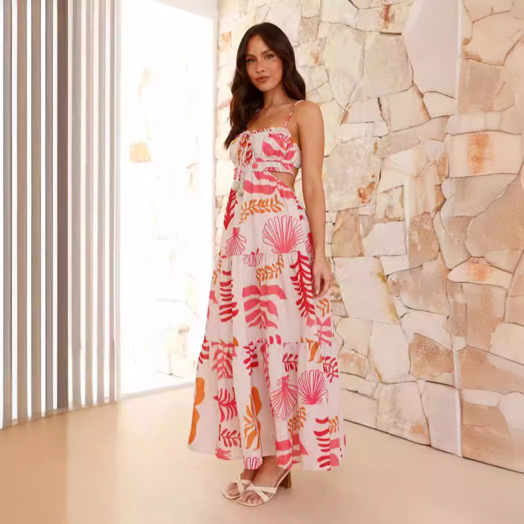 Damen Maxi-Kleid mit Raffung Spitzenakzente Norvielle