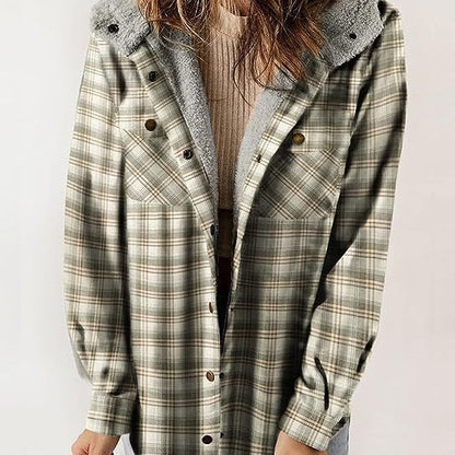 Damen Flanelljacke Gefütterte Kapuze Norvielle