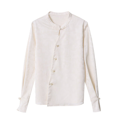 Damen Bluse mit Knöpfen und extravaganten Kragen