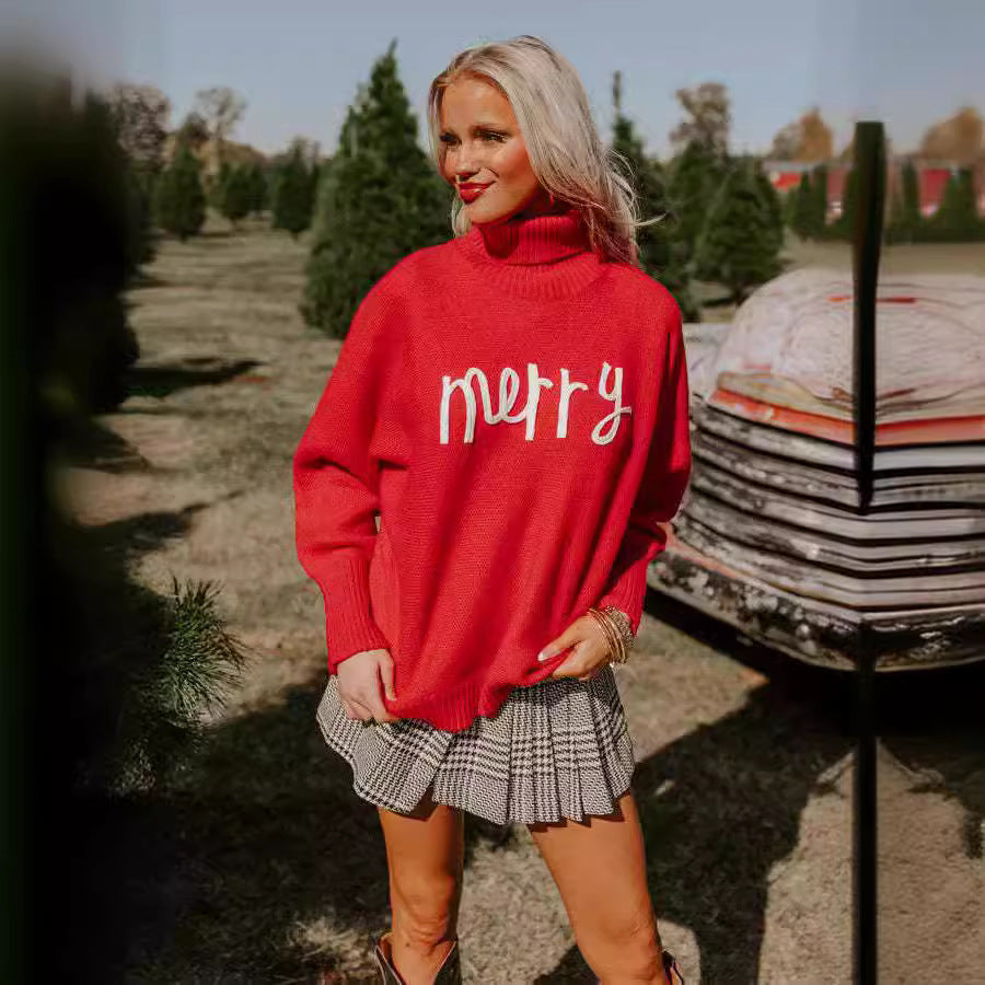 Damen Rollkragenpullover mit Schriftzug - Norvielle