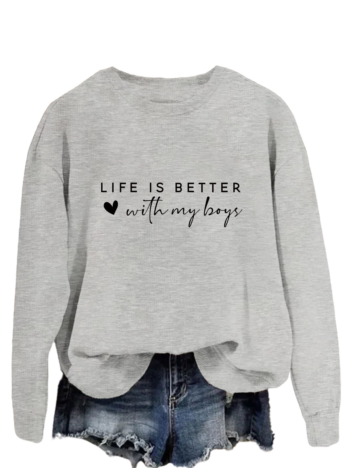 Damen Rundhals-Sweater mit Aufdruck Norvielle