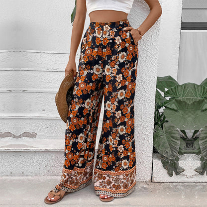 Damen Blumenhosen Weite Bein Norvielle