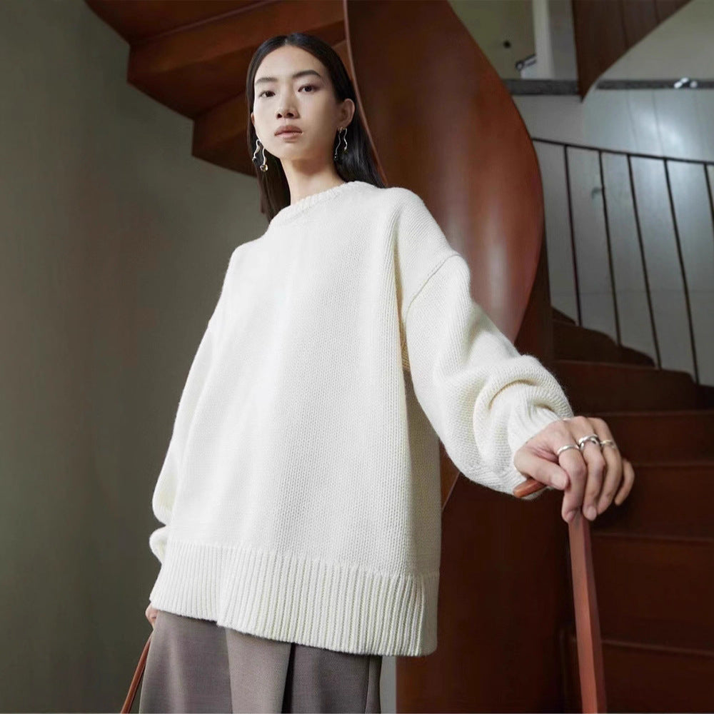 Damen Langärmliger Strickpullover Hoher Kragen Norvielle