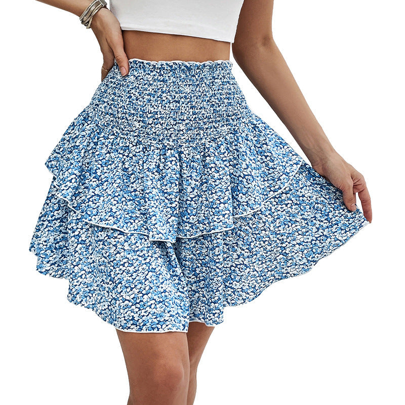 Damen Volantrock Floralmuster Elastischer Bund Norvielle