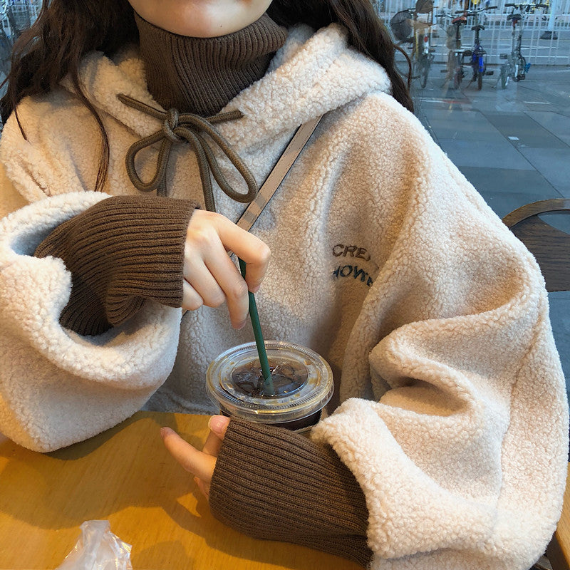 Damen Oversized Kapuzenpullover Kuschelfleece Vordere Kängurutasche - Norvielle