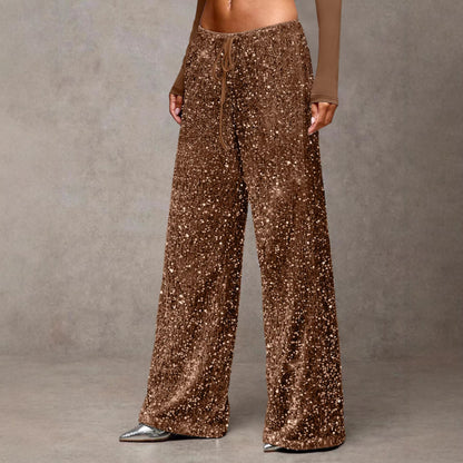 Damen Palazzo-Hose Paillettenbesatz