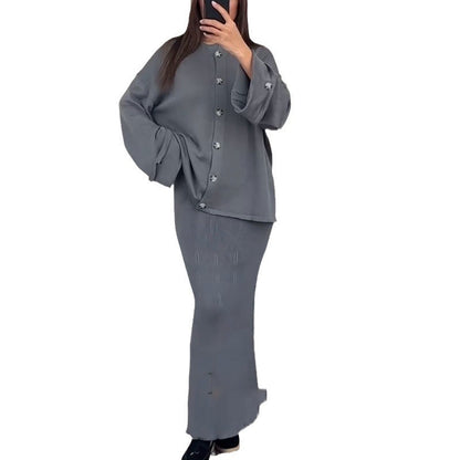 Damen Strickkleid mit Cardigan Überwurf Norvielle
