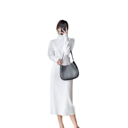 Damen Strickkleid Hohler Kragen Figurbetont Norvielle