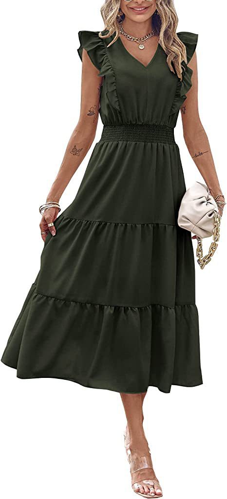 Damen Langarm-Kleid mit Volumenrock Norvielle