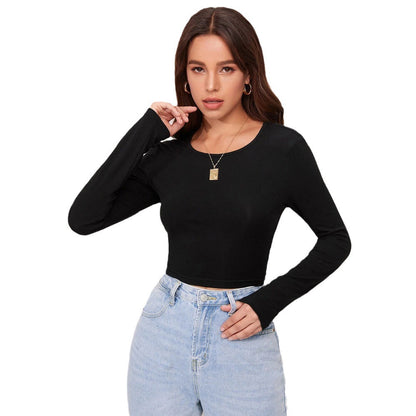 Damen Cropped Langarmshirt Rippstruktur Norvielle