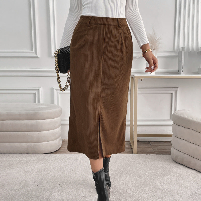 Damen Maxirock Eleganter Schlitz Baumwolle