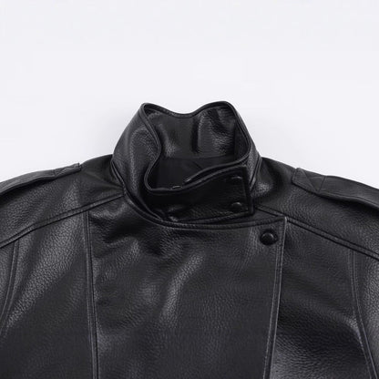 Damen Kunstlederjacke Elegant Revers