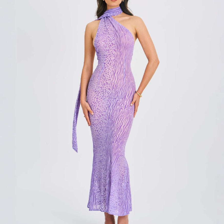 Damen Maxikleid schmal Schnitt mit Knotendetail Norvielle - Norvielle