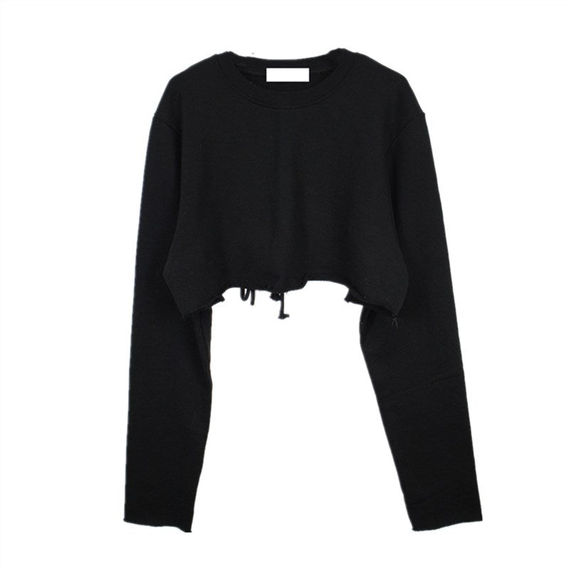 Damen Crop-Sweatshirt Verstellbarer Kordelzug Norvielle Grau