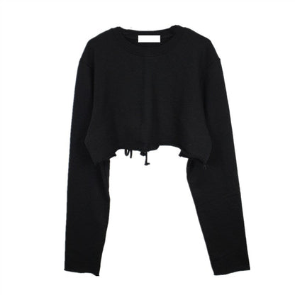 Damen Crop-Sweatshirt Verstellbarer Kordelzug Norvielle Grau