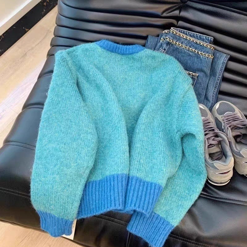 Damen Strickjacke Weich Kontrastbündchen Norvielle