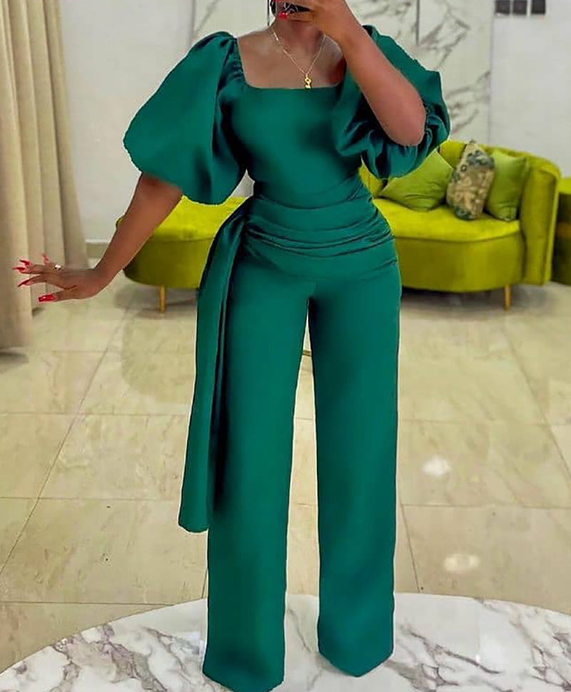 Damen Jumpsuit Voluminöse Ärmel Tailliert Norvielle