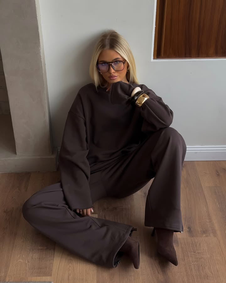 Damen Sweat-Set Weites Design Elastischer Bund Norvielle