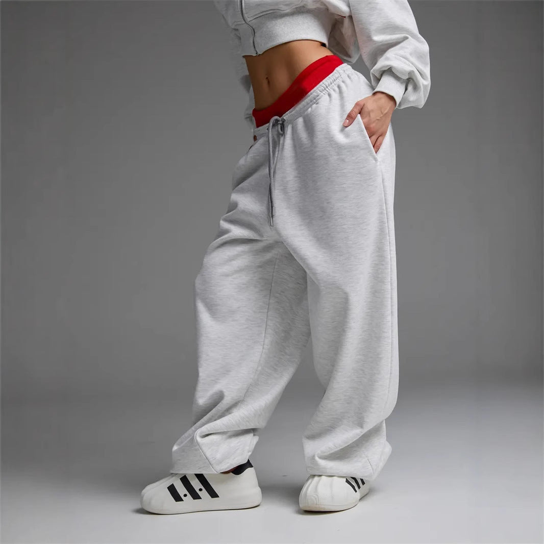Damen Jogginghose Elastischer Bund Verstellbarer Kordelzug Schwarz - Norvielle