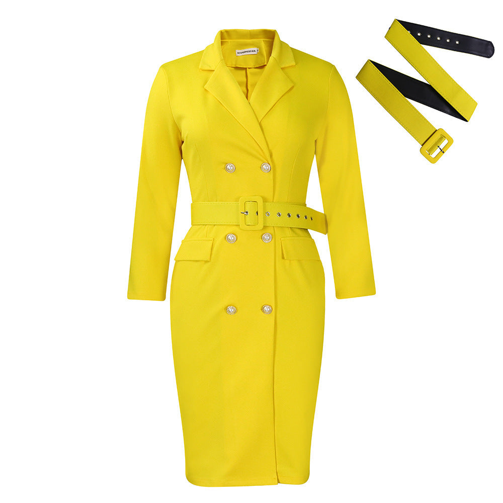 Damen Blazer-Kleid Tailliert Abnehmbarer Gürtel Norvielle