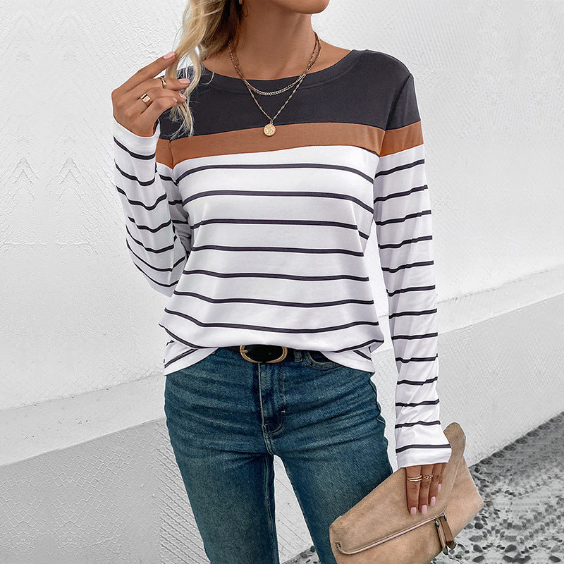 Damen Langarmshirt Streifen Farbhüpf-Design Norvielle