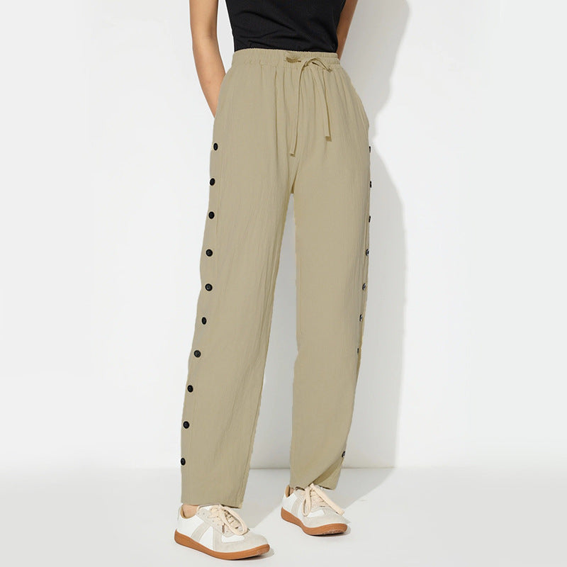 Damen Joggpants Modisch Dekorative Knöpfe Schwarz - Norvielle