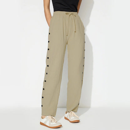 Damen Joggpants Modisch Dekorative Knöpfe Schwarz - Norvielle