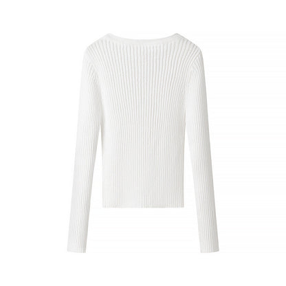 Damen Ripp-T-Shirt Langärmlig Knopfleiste Norvielle