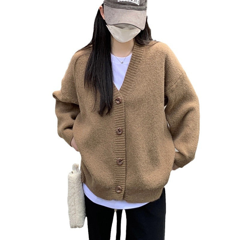 Damen Oversized Strickjacke Große Knöpfe Lässiger Schnitt