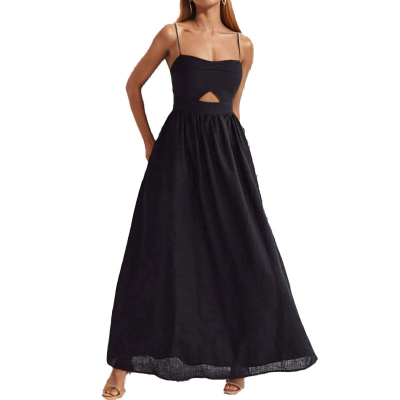 Damen Maxikleid Cut-Out-Detail Fließender Rock Norvielle