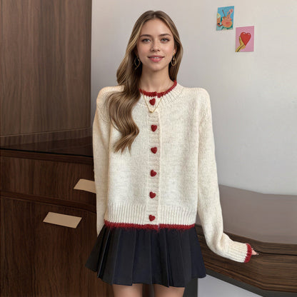 Damen Strickcardigan mit Herzknöpfen Norvielle - Norvielle