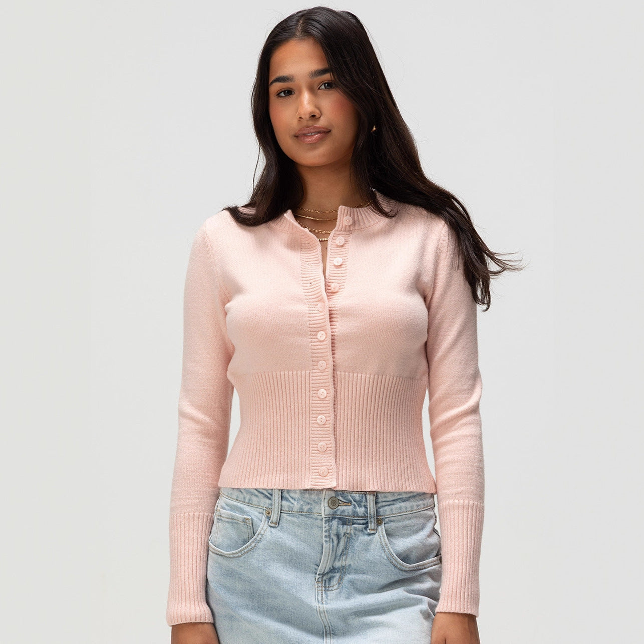 Damen Strickjacke Kontrastknöpfe Norvielle - Norvielle