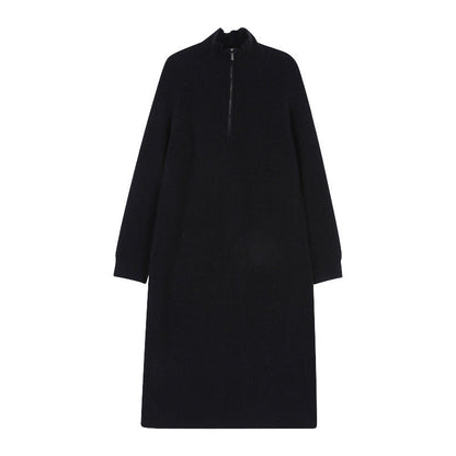 Damen Strickkleid Hochkragen Reißverschluss Norvielle