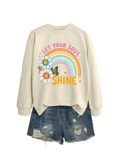 Damen Sweatshirt Bunt Floralmuster Baumwolle