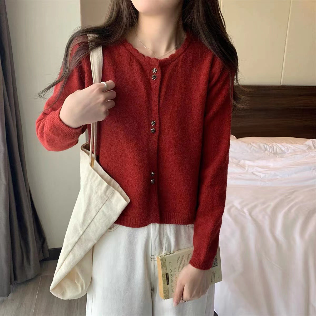 Damen Strickjacke Elegantes Design mit Knöpfen Norvielle