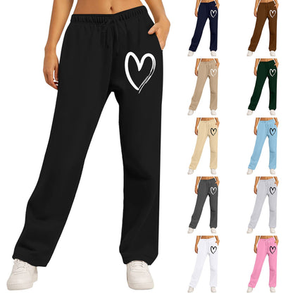 Damen Freizeithose Elastischer Bund Herzmotiv Norvielle - Norvielle