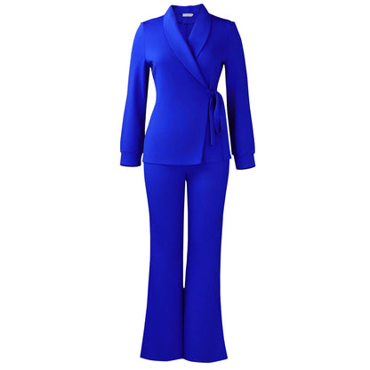 Damen Blazer-Set Weites Bein Modischer Gürtel
