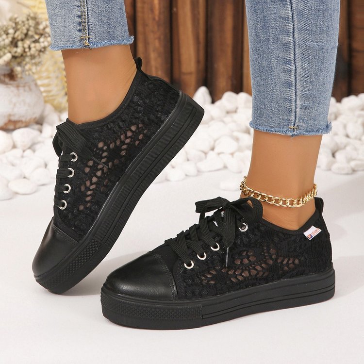 Damen Sneaker Spitzenmuster Rutschfeste Sohle
