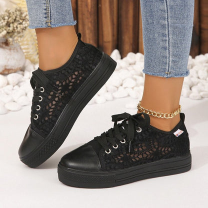 Damen Sneaker Spitzenmuster Rutschfeste Sohle